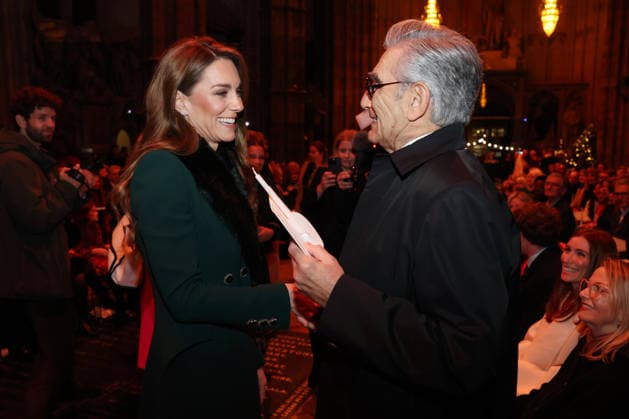 Members Of The Royal Family Attend The Together At Christmas Carol Service LONDON, ENGLAND - DECEMBER 05: Catherine, Princess of Wales speaks with Eugene Levy at the Together At Christmas Carol Service at Westminster Abbey on December 05, 2025 in London, England. Led by The Princess and supported by The Royal Foundation, the annual event offered a chance to pause and reflect on the values of love, compassion, and the connections we share. The service also highlighted remarkable individuals from across the UK who have demonstrated extraordinary kindness, empathy, and support within their communities., Credit:Chris Jackson Avalon United Kingdom, England, London, Westminster Abbey  Copyright: xChrisxJacksonx xAvalonx 1056772912