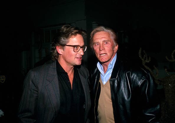 Kirk Douglas And Michael Douglas 1989 Copyright: xRalphxDominguez MediaPunchx