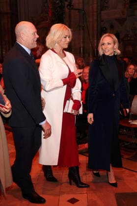 Members Of The Royal Family Attend The Together At Christmas Carol Service LONDON, ENGLAND - DECEMBER 05: Mike Tindall, Hannah Waddingham and Zara Tindall attend the Together At Christmas Carol Service at Westminster Abbey on December 05, 2025 in London, England. Led by The Princess and supported by The Royal Foundation, the annual event offered a chance to pause and reflect on the values of love, compassion, and the connections we share. The service also highlighted remarkable individuals from across the UK who have demonstrated extraordinary kindness, empathy, and support within their communities., Credit:Chris Jackson Avalon United Kingdom, England, London, Westminster Abbey Copyright: xChrisxJacksonx xAvalonx 1056773540