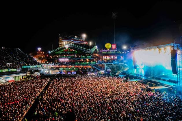 04 12 2025, Schladming, AUT, On the road in Styria, Ski Opening 2025, Press conference, in the picture Backstreet Boys, Feature, Overview, Planai Stadium,
