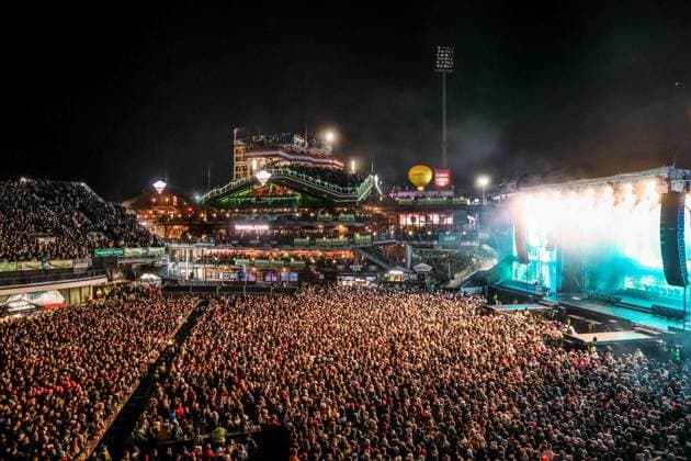 04 12 2025, Schladming, AUT, On the road in Styria, Ski Opening 2025, Press conference, in the picture Backstreet Boys, Feature, Overview, Planai Stadium,