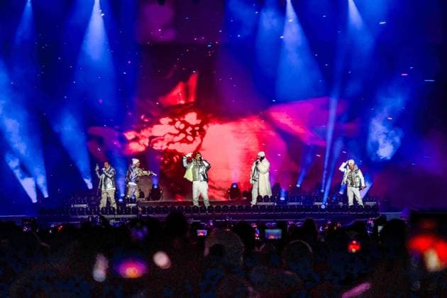 04 12 2025, Schladming, AUT, On the road in Styria, Ski Opening 2025, Press conference, in the picture Backstreet Boys, Feature, Overview, Planai Stadium,