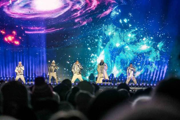 04 12 2025, Schladming, AUT, On the road in Styria, Ski Opening 2025, Press conference, in the picture Backstreet Boys, Feature, Overview, Planai Stadium,