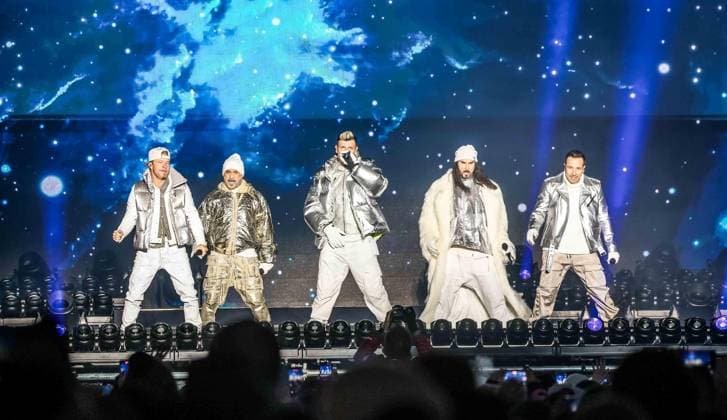 04 12 2025, Schladming, AUT, On the road in Styria, Ski Opening 2025, Press conference, in the picture Backstreet Boys, Feature, Overview, Planai Stadium,