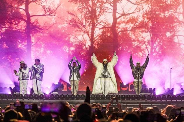 04 12 2025, Schladming, AUT, On the road in Styria, Ski Opening 2025, Press conference, in the picture Backstreet Boys, Feature, Overview, Planai Stadium,
