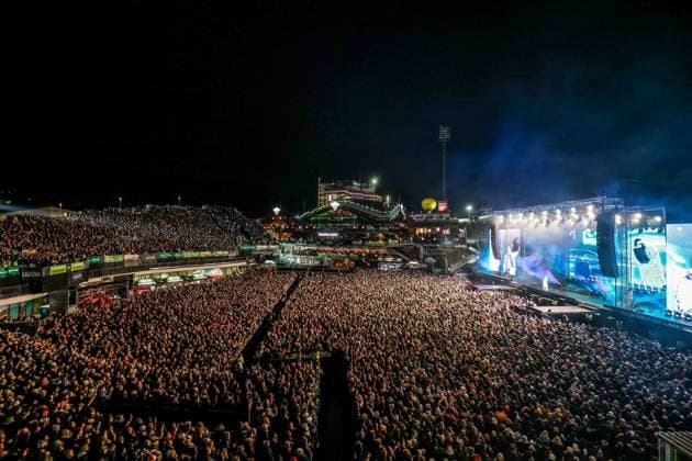 04 12 2025, Schladming, AUT, On the road in Styria, Ski Opening 2025, concert, pictured Backstreet Boys, feature, overview, Planai Stadium,