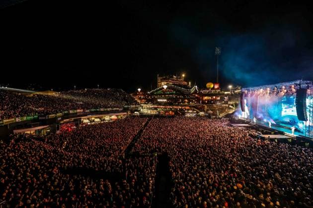 04 12 2025, Schladming, AUT, On the road in Styria, Ski Opening 2025, concert, pictured Backstreet Boys, feature, overview, Planai Stadium,