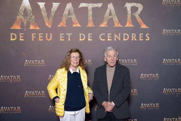Avatar: Fire And Ash European Premiere Guest and VIP - Paris AJ French journalist and producer Michele Ray-Gavras and Greek director Costa-Gavras attends the Avatar: Fire And Ash European Premiere on December 5, 2025 at the Seine Musicale in Boulogne-Billancourt, near Paris, France. Photo by Alexis Jumeau ABACAPRESS.COM Paris France  Copyright: xJumeauxAlexis ABACAx