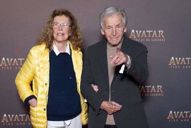 Avatar: Fire And Ash European Premiere Guest and VIP - Paris AJ French journalist and producer Michele Ray-Gavras and Greek director Costa-Gavras attends the Avatar: Fire And Ash European Premiere on December 5, 2025 at the Seine Musicale in Boulogne-Billancourt, near Paris, France. Photo by Alexis Jumeau ABACAPRESS.COM Paris France  Copyright: xJumeauxAlexis ABACAx