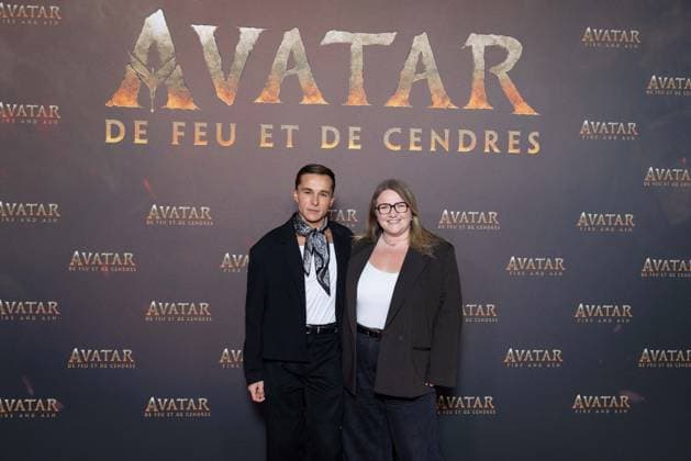 Avatar: Fire And Ash European Premiere Guest and VIP - Paris AJ Lola Dubini and Axel en vrai attends the Avatar: Fire And Ash European Premiere on December 5, 2025 at the Seine Musicale in Boulogne-Billancourt, near Paris, France. Photo by Alexis Jumeau ABACAPRESS.COM Paris France  Copyright: xJumeauxAlexis ABACAx