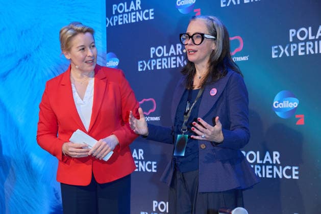 Franziska Giffey and Nicole Strock Stanley Opening of the exhibition POLAR EXPERIENCE The immersive exhibition about the Arctic and Antarctic in the Arena Berlin on 05 12 2025 Opening Polar Experience