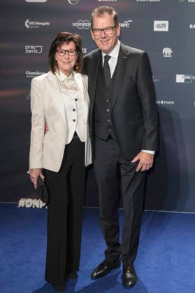 Gerd Müller with his wife Gertie Müller Hoorens at the presentation of the 18 German Sustainability Award 2025 at the Maritim Hotel Düsseldorf, 05 12 2025 Foto:xR.xSchmiegeltx xFuturexImagex dnp0512_5211