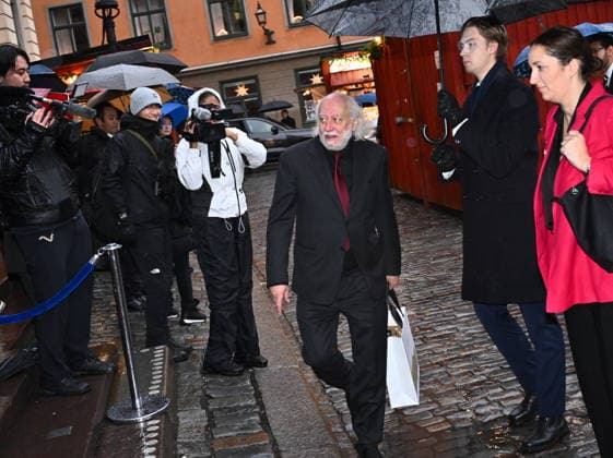 Laszlo Krasznahorkai, laureate in literature, arrives as the Nobel laureates will sign the Nobel Chairs at the Nobel Museum in Stockholm, Sweden, December 6, 2025 STOCKHOLM SWEDEN x10090x  Copyright: xClaudioxBresciani TTx NOBEL CHAIRS ARE SIGNED BY THE PRIZE WINNERS EQ-d1aim2hA