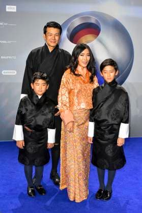 ABBduesseldorf H R H Princess Dechan Yangzom Wangchuck and Husband Dasho Tandin Namgyel is the daughter of the fourth King of Bhutan Jigme Singye Wangchuck as guests on the blue carpet at the 18th German Sustainability Award 2025 ceremony at the Maritim Hotel on 05 12 2025 NRW Germany