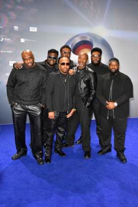 ABBduesseldorf Naturally 7 US American a cappella group as guests on the blue carpet at the 18th German Sustainability Award 2025 ceremony at the Maritim Hotel on 05 12 2025 NRW Germany