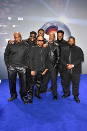 ABBduesseldorf Naturally 7 US American a cappella group as guests on the blue carpet at the 18th German Sustainability Award 2025 ceremony at the Maritim Hotel on 05 12 2025 NRW Germany