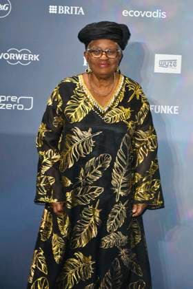 ABBduesseldorf Ngozi Okonjo Iweala is the seventh Director General of the WTO as a guest on the blue carpet at the 18th German Sustainability Award 2025 ceremony at the Maritim Hotel on 05 12 2025 NRW Germany