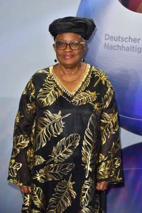 ABBduesseldorf Ngozi Okonjo Iweala is the seventh Director General of the WTO as a guest on the blue carpet at the 18th German Sustainability Award 2025 ceremony at the Maritim Hotel on 05 12 2025 NRW Germany