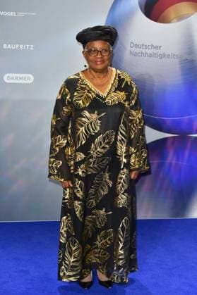ABBduesseldorf Ngozi Okonjo Iweala is the seventh Director General of the WTO as a guest on the blue carpet at the 18th German Sustainability Award 2025 ceremony at the Maritim Hotel on 05 12 2025 NRW Germany