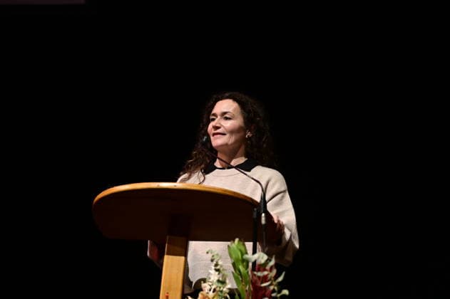 Saxonys Minister of Justice Constanze Geier CDU at the ceremony for the awarding of the Meridian of Honorary Office at the Gerhart Hauptmann Theater Görlitz Görlitz, 05 12 2025 Copyright: xMatthiasxWehnertx