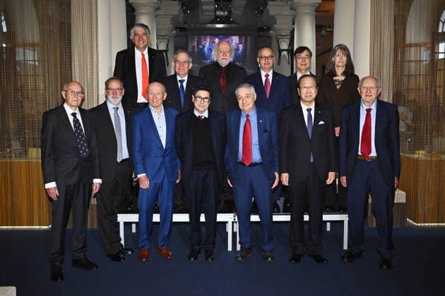 The 2025 Nobel Laureates pose for a group photo before the signing of the Nobel Chairs at the Nobel Museum in Stockholm, Sweden, December 6, 2025 Top row from left Jo  Copyright: xClaudioxBresciani TTx NOBEL CHAIRS ARE SIGNED BY THE PRIZE WINNERS t3tlDkhQS9M