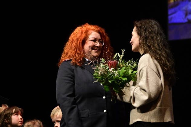 Antje Steiner and Constanze Geier at the ceremony for the awarding of the Meridian of Honorary Office at the Gerhart Hauptmann Theater Görlitz Görlitz, 05 12 2025 Copyright: xMatthiasxWehnertx