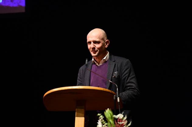 Stephan Meyer at the ceremony for the awarding of the Meridian of Honorary Office at the Gerhart Hauptmann Theater Görlitz Görlitz, 05 12 2025 Copyright: xMatthiasxWehnertx