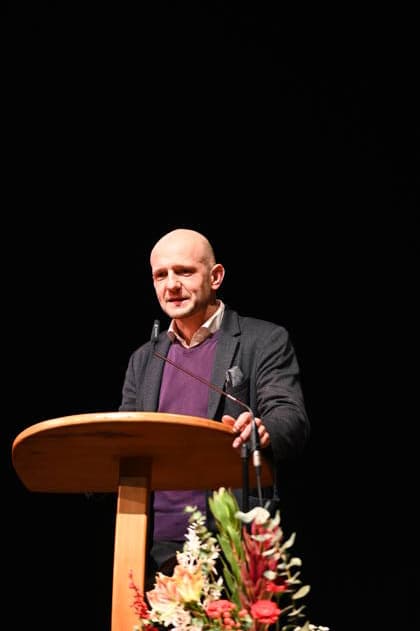 Stephan Meyer at the ceremony for the award of the Meridian of Honorary Office at the Gerhart Hauptmann Theater Görlitz Görlitz, 05 12 2025 Copyright: xMatthiasxWehnertx
