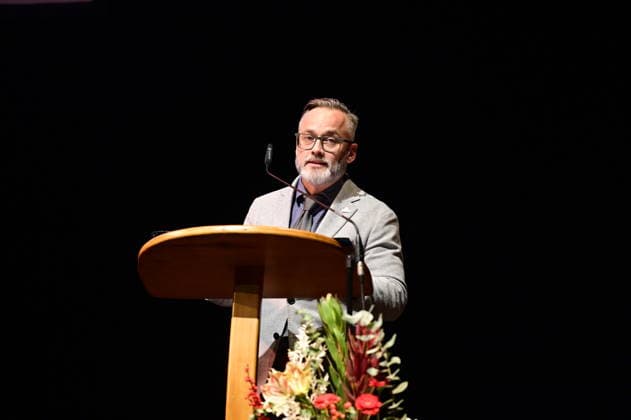 Marko Weber Schönherr at the ceremony for the awarding of the Meridian of Honorary Office at the Gerhart Hauptmann Theater Görlitz Görlitz, 05 12 2025 Copyright: xMatthiasxWehnertx