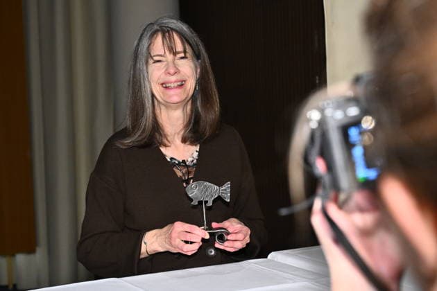 Mary E Brunkow, laureate in medicine, donates a personal item to the Nobel Museum in Stockholm, Sweden, December 6, 2025 STOCKHOLM SWEDEN x10090x  Copyright: xClaudioxBresciani TTx NOBEL CHAIRS ARE SIGNED BY THE PRIZE WINNERS oCXCmxwQv3k
