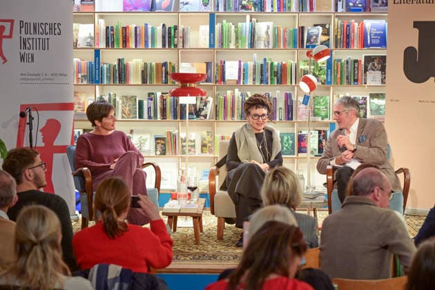 Reading by the Polish Nobel Prize winner Olga Tokarczuk as part of the cultural initiative Literaturschiff, in the old Kurdirektion in Bad ISchl, photographed on 5 12 2025, in
