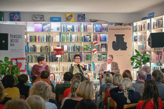 Reading by the Polish Nobel Prize winner Olga Tokarczuk as part of the cultural initiative Literaturschiff, in the old Kurdirektion in Bad ISchl, photographed on 5 12 2025, in the old Kurd