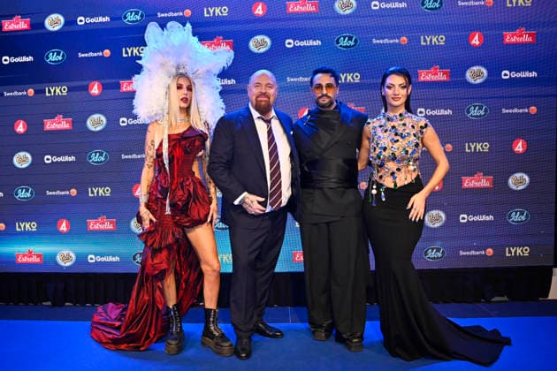 STOCKHOLM, SWEDEN 20251206 Peg Parnevik, Anders Bagge, Ash Pournour and Katia Mosally in the jury for the final of Idol 2025 STOCKHOLM SWEDEN x10060x  Copyright: xHenrikxMontgomery TTx IDOL 2025 BiLOnsHolTM