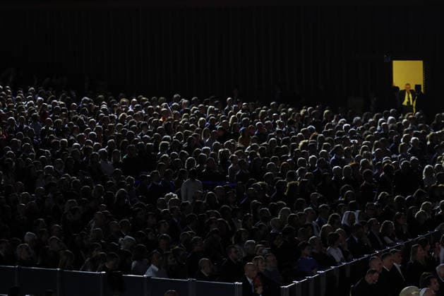 Vatican City, Italy - December 6, 2025: General overview of the hall filled with poor citizens. Pope Leo XIV attends the concert for the poor with Canadian singer Michael Steven Buble and Serena Autieri held in the Paul VI Hall in the Vatican.  Copyright: xmarcoxiacobuccix xipa-agency.netx xmarcoxiacobuccix IPA_Agency_IPA68832402