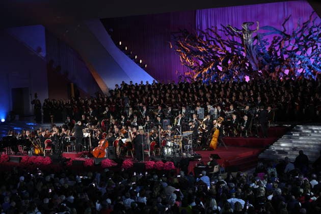 Vatican City, Italy - December 6, 2025: General overview of the hall filled with poor citizens. Pope Leo XIV attends the concert for the poor with Canadian singer Michael Steven Buble and Serena Autieri held in the Paul VI Hall in the Vatican.  Copyright: xmarcoxiacobuccix xipa-agency.netx xmarcoxiacobuccix IPA_Agency_IPA68834260