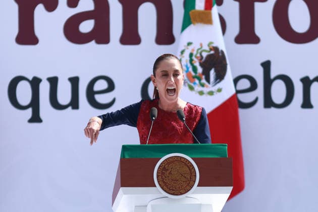 Mexican President Claudia Sheinbaum leads Seven years of transformation in Mexico City MEXICO CITY, MEXICO - DECEMBER 06: Mexican President Claudia Sheinbaum speaks during the massive rally named Seven years of transformation at the Zocalo main square, in Mexico City, Mexico on December 06, 2025. The event which drew hundreds of thousands of people was held to celebrate seven years of MORENA party in power. Daniel Cardenas Anadolu Mexico City Mexico. Editorial use only. Please get in touch for any other usage.  Copyright: x2025xAnadoluxDanielxCardenasx