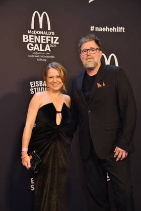 Nova Meierhenrich and Brian Bojsen at the benefit gala for the McDonalds Childrens Aid Foundation on 6 12 2025 in Munich McDonalds Benefit Gala 2025 in Munich
