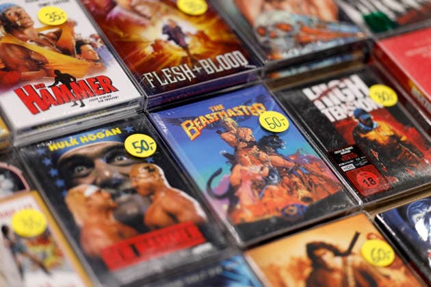 Uncut films with FSK 18 on a table at the German Film Comic Con Dortmund at Messe Dortmund Theme picture, symbolic image Dortmund, 06 12 2025 NRW Germany Copyright: xChristophxHardtx