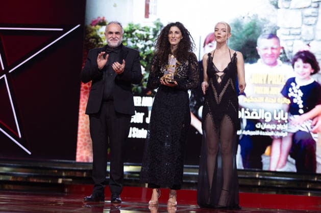 22nd Marrakech International Film Festival Day 9 nb Karim Ainouz, Jihan Kikhia, Anya Taylor-Joy attends the closing ceremony during day 9 of the 22nd Marrakech International Film Festival on December 06, 2025 in Marrakech, Maroc. Photo by Nasser Berzane ABACAPRESS.COM Marrakech  Copyright: xBerzanexNasser ABACAx