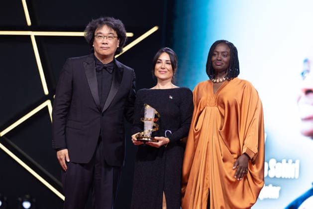 22nd Marrakech International Film Festival Day 9 nb Bong Joon-ho, Aissa Maiga and Erige Sehiri attends the closing ceremony during day 9 of the 22nd Marrakech International Film Festival on December 06, 2025 in Marrakech, Maroc. Photo by Nasser Berzane ABACAPRESS.COM Marrakech  Copyright: xBerzanexNasser ABACAx