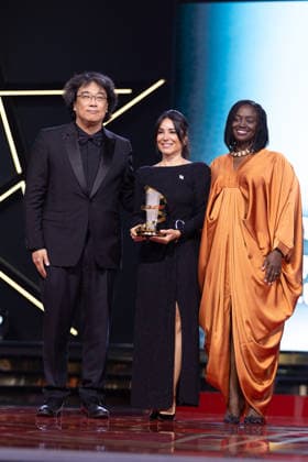 22nd Marrakech International Film Festival Day 9 nb Bong Joon-ho, Aissa Maiga and Erige Sehiri attends the closing ceremony during day 9 of the 22nd Marrakech International Film Festival on December 06, 2025 in Marrakech, Maroc. Photo by Nasser Berzane ABACAPRESS.COM Marrakech  Copyright: xBerzanexNasser ABACAx