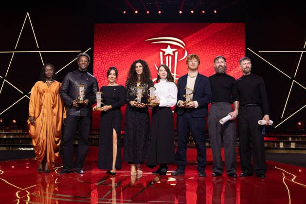 22nd Marrakech International Film Festival Day 9 nb Aïssa Maïga, Akinola Davies Jr., Erige Sehiri, Jihan Kikhia, Vladlena Sandu, Oscar Hudson, Elliott Tittensor and Luke Tittensor attends the closing ceremony during day 9 of the 22nd Marrakech International Film Festival on December 06, 2025 in Marrakech, Maroc. Photo by Nasser Berzane ABACAPRESS.COM Marrakech  Copyright: xBerzanexNasser ABACAx