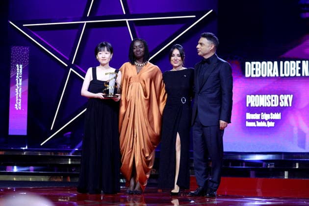 Celine Song, Aïssa Maïga et Erige Sehiri, Étoile D Or, Payman Maadi lors de la cérémonie de clôture de la 22ème édition du Festival International du Film de Marrakech, Maroc, le 6 décembre 2025 Dominique Jacovides Bestimage Closing ceremony of the 22nd Marrakech International Film Festival, Morocco, on December 6, 2025 Marrakech Maroc  Copyright: xDOMINIQUExJACOVIDESx xBESTIMAGExDOMINIQUExJACOVIDESx xBESTIMAGEx