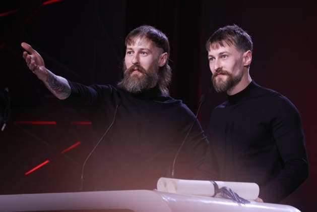 Elliott Tittensor and Luke Tittensor are seen on stage after receiving the Best Performance By An Actor Award for the film Straight Circle during the Closing Ceremony during the 22nd Marrakech International Film Festival Marrakech, Morocco 06 12 2025 451320 2025 12 06 MARRAKECH Morocco  Copyright: xRomualdxMeigneuxx xStarfacex STAR_451320_051