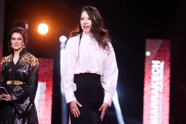 Vladlena Sandu poses on stage after receiving the Jury Prize Award for the film Memory during the Closing Ceremony during the 22nd Marrakech International Film Festival Marrakech, Morocco 06 12 2025 451320 2025 12 06 MARRAKECH Morocco  Copyright: xRomualdxMeigneuxx xStarfacex STAR_451320_095