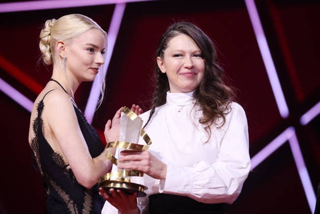 Anya Taylor Joy and Vladlena Sandu are seen on stage after receiving the Jury Prize Award for the film Memory during attends the Closing Ceremony during the 22nd Marrakech International Film Festival Marrakech, Morocco 06 12 2025 451320 2025 12 06 MARRAKECH Morocco  Copyright: xRomualdxMeigneuxx xStarfacex STAR_451320_099