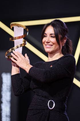 Erige Sehiri speaks on stage after receiving the Étoile D Or for the film Promised Sky during the Closing Ceremony during the 22nd Marrakech International Film Festival Marrakech, Morocco 06 12 2025 451320 2025 12 06 MARRAKECH Morocco  Copyright: xRomualdxMeigneuxx xStarfacex STAR_451320_115