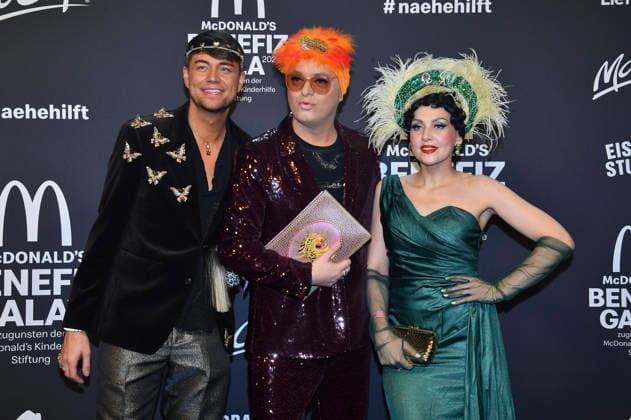 Marcell Damaschke, Julian F M Stoeckel and Pauline Stolze at the 20 McDonald s Benefit Gala in aid of the McDonald s Childrens Aid Foundation at Eisbach Studios Munich, 06 12 2025 Foto:xB.xInsingerx xFuturexImagex mcdonalds_5327