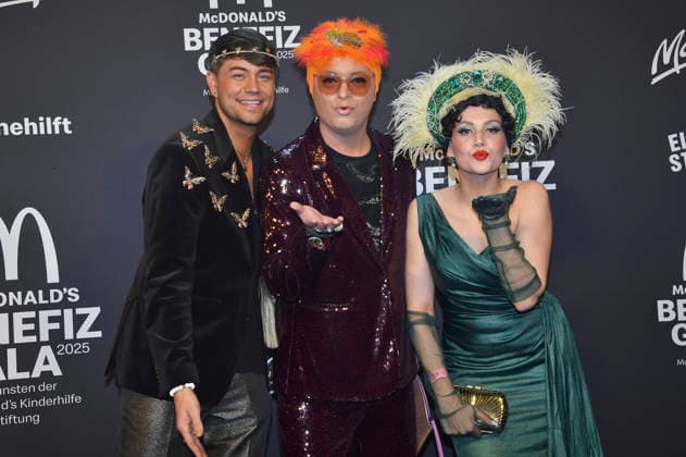 Marcell Damaschke, Julian F M Stoeckel and Pauline Stolze at the 20 McDonald s Benefit Gala in aid of the McDonald s Childrens Aid Foundation at Eisbach Studios Munich, 06 12 2025 Foto:xB.xInsingerx xFuturexImagex mcdonalds_5328