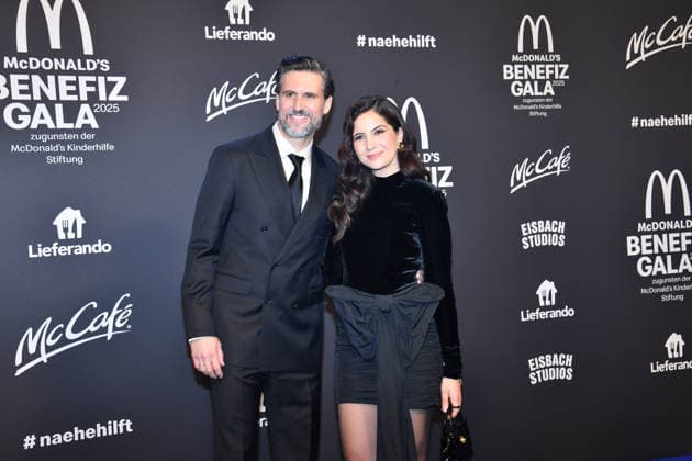 Tom Beck with wife Chryssanthi Kavazi McDonalds Benefit Gala McDonalds Childrens Aid Foundation Eisbach Studios Munich 06 December 2025
